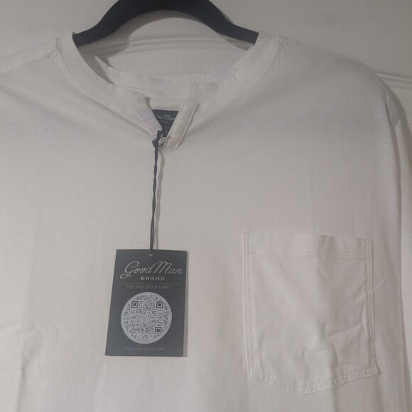 Good Man Brand | Victory V-Notch Long Sleeve Tee In White - Picture 9 of 12